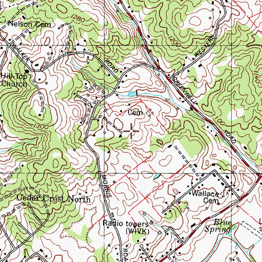 Topographic Map of Emory Estates, TN