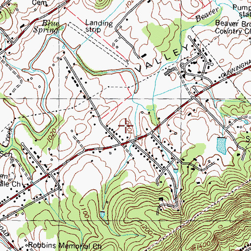 Topographic Map of Fieldview, TN