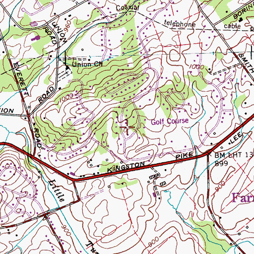 Topographic Map of Fox Den, TN