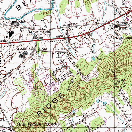 Topographic Map of Golden Meadows, TN