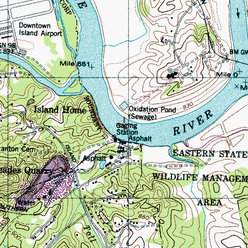 Topographic Map of Goose Neck Shoals, TN