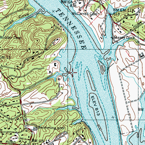 Topographic Map of Henson Spring Branch, TN