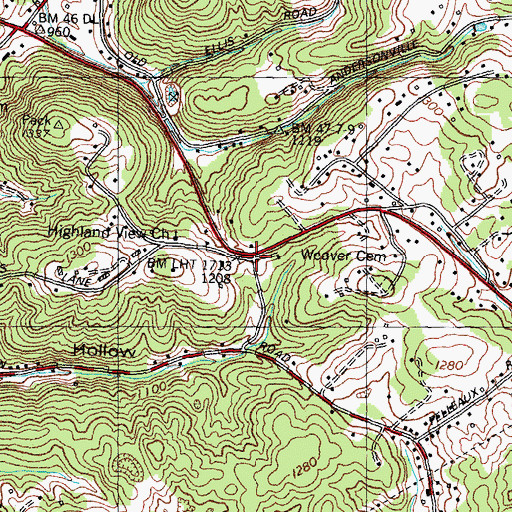 Topographic Map of Highland View, TN