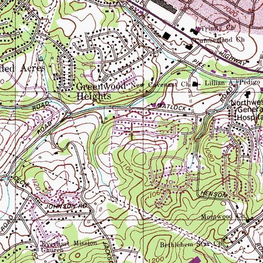 Topographic Map of Holiday Hills, TN