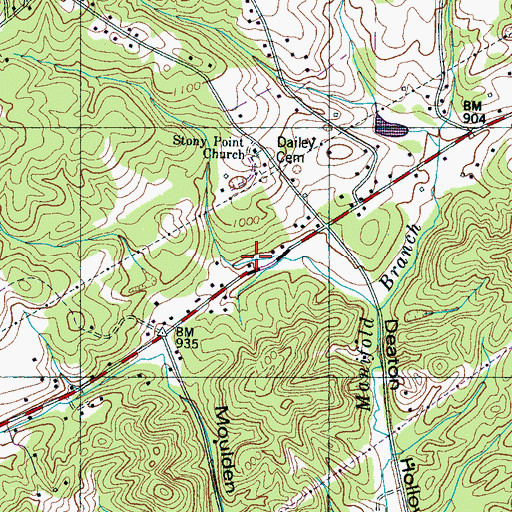 Topographic Map of Huffaker Spring, TN