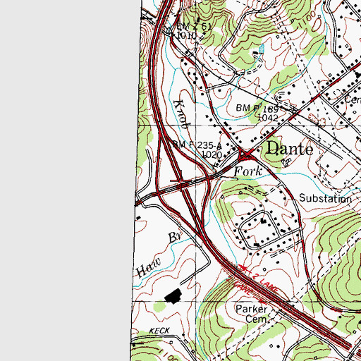 Topographic Map of Interchange 10, TN