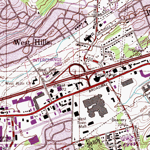 Topographic Map of Interchange 380, TN