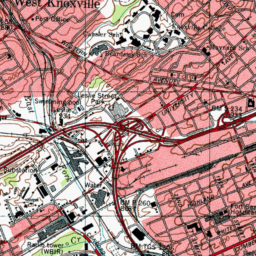 Topographic Map of Interchange 386, TN