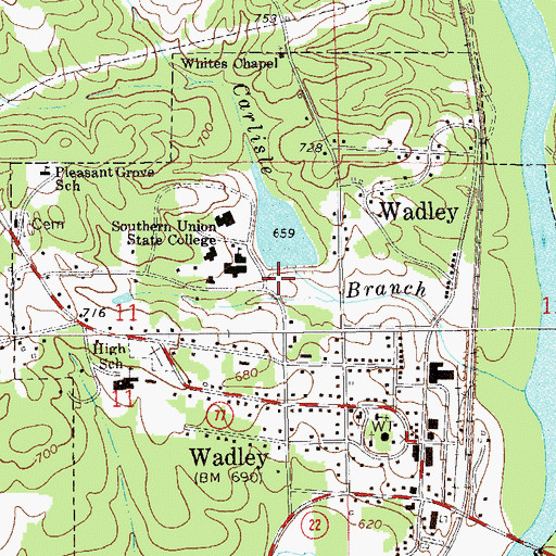 Topographic Map of College Lake Dam, AL