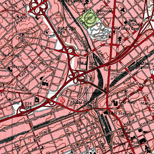 Topographic Map of Interchange 387, TN