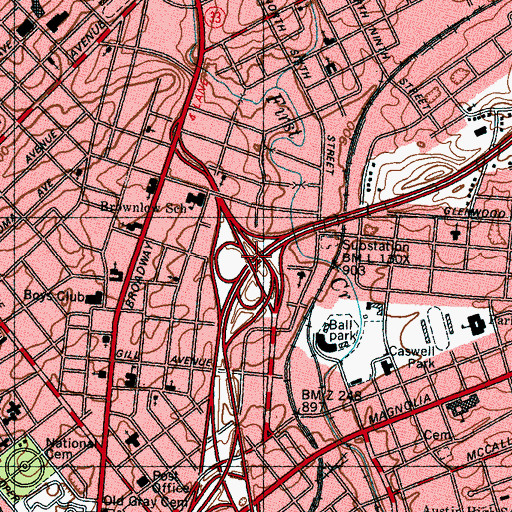 Topographic Map of Interchange 389, TN