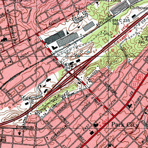 Topographic Map of Interchange 390, TN