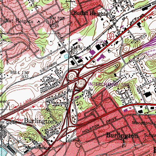 Topographic Map of Interchange 392, TN