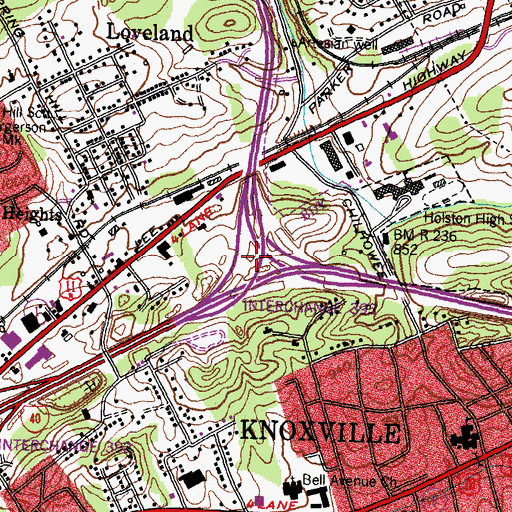 Topographic Map of Interchange 393, TN