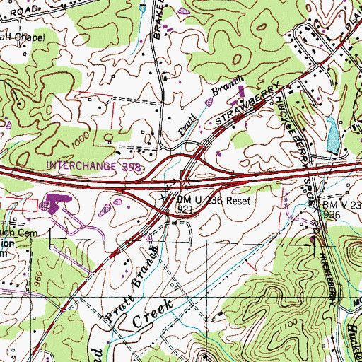 Topographic Map of Interchange 398, TN
