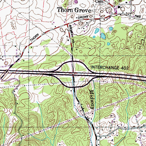 Topographic Map of Interchange 402, TN