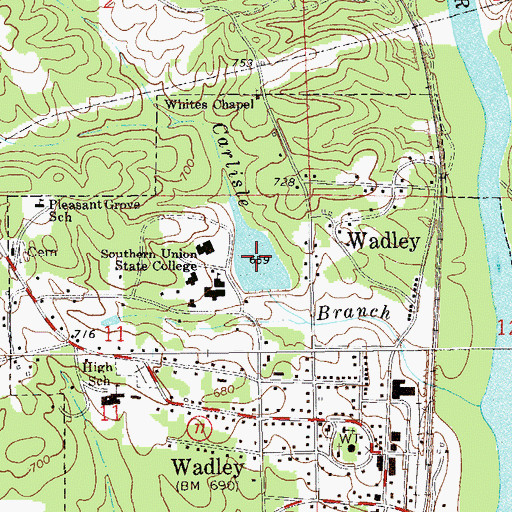 Topographic Map of College Lake, AL