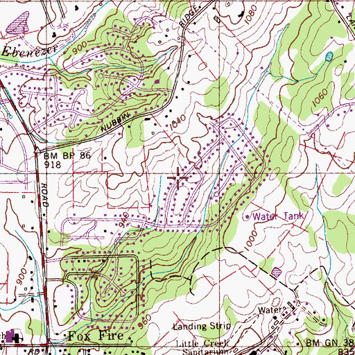 Topographic Map of Kensington, TN