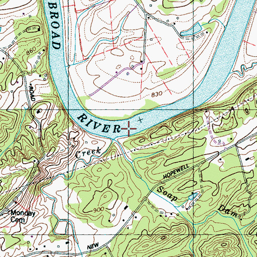 Topographic Map of Kennedys Shoals, TN