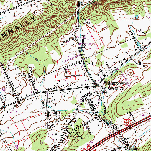 Topographic Map of Kings Valley, TN