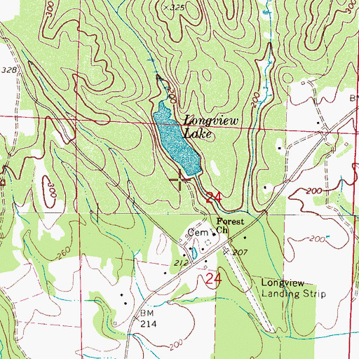 Topographic Map of Longview Dam, AL