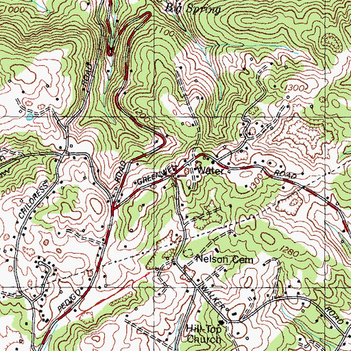 Topographic Map of Mapleview, TN