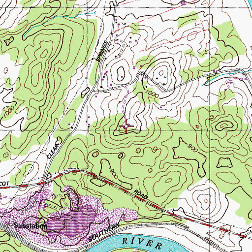 Topographic Map of Mascot Rocks, TN