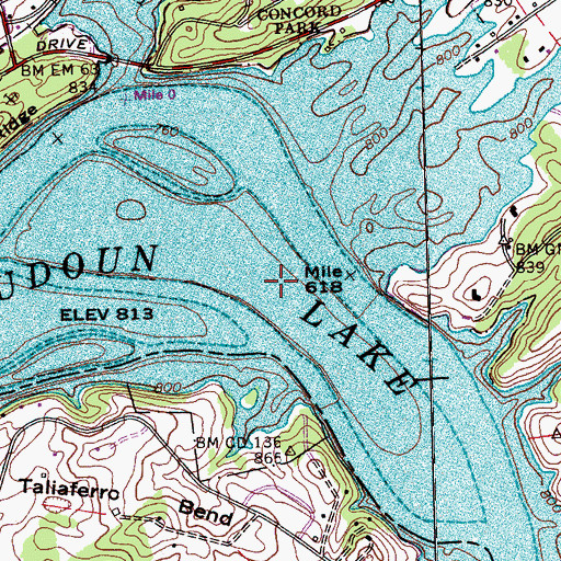 Topographic Map of McReynolds Island (historical), TN