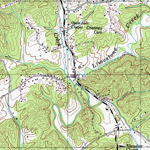 Topographic Map of Midway, TN