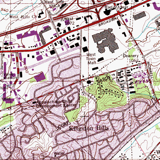 Topographic Map of Montvue, TN