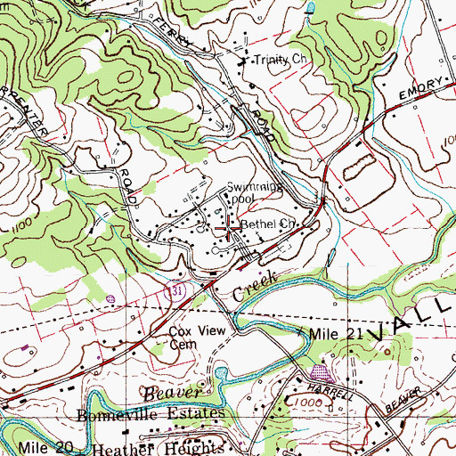 Topographic Map of Northhampton Acres, TN