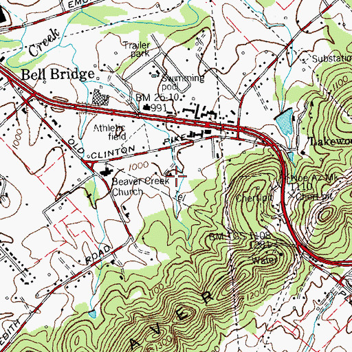 Topographic Map of Shadow Wood, TN