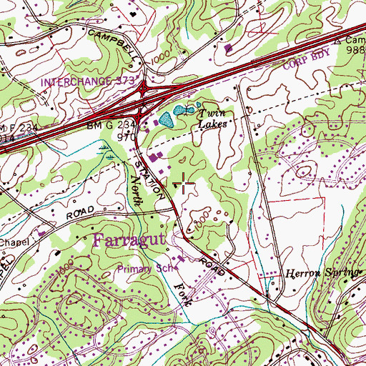 Topographic Map of Station West, TN