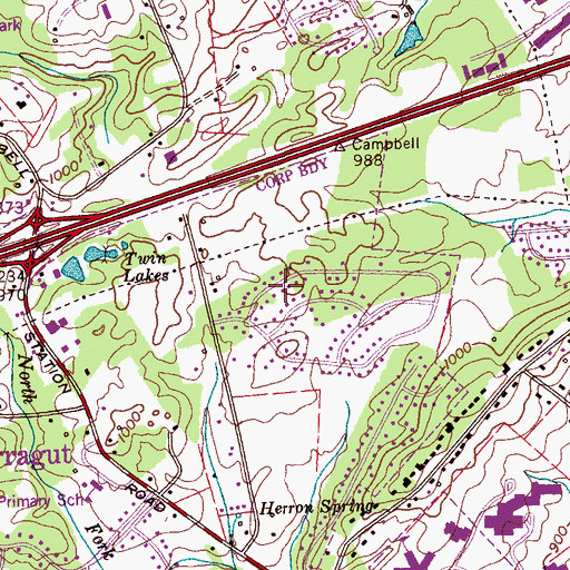 Topographic Map of Sweet Briar, TN