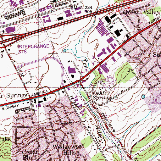 Topographic Map of Ten Mile, TN