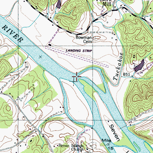 Topographic Map of Tuckahoe Shoals, TN