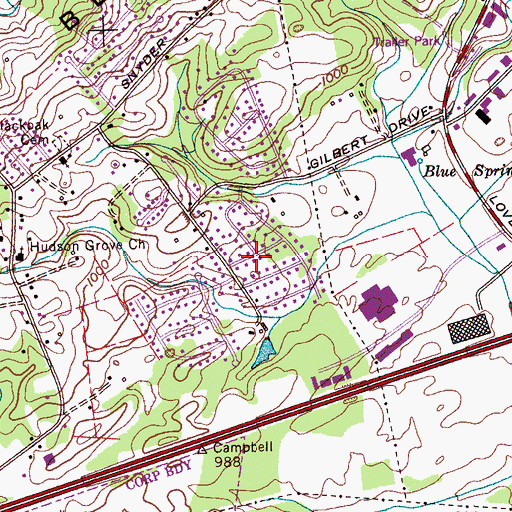 Topographic Map of Twin Springs, TN