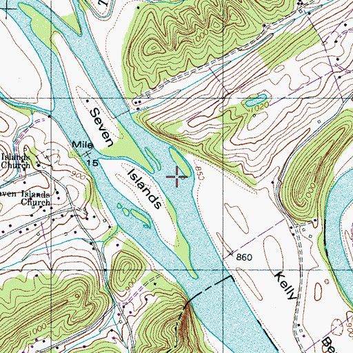 Topographic Map of Wesley Chute Shoals, TN