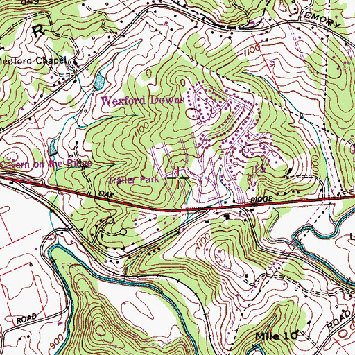 Topographic Map of Wexford Downs, TN