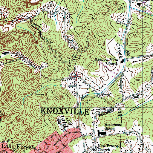 Topographic Map of Whites Village, TN