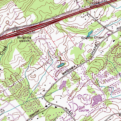 Topographic Map of Woodchase, TN