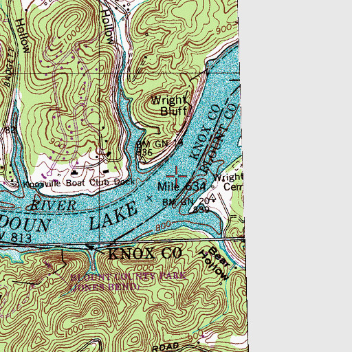 Topographic Map of Wrights Ferry (historical), TN