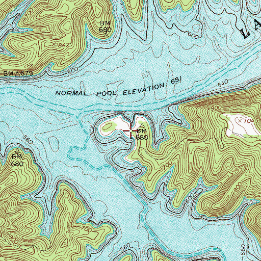 Topographic Map of Fox Springs (historical), TN