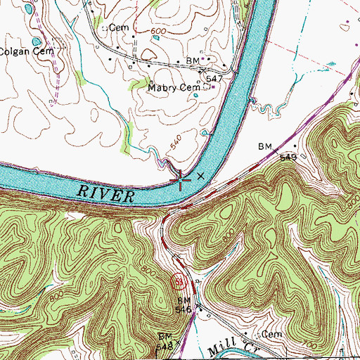 Topographic Map of Gnatty Branch, TN