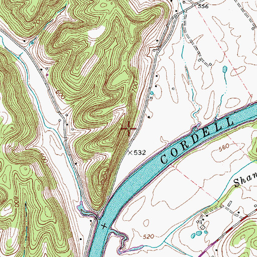 Topographic Map of Knob Creek Bluff, TN