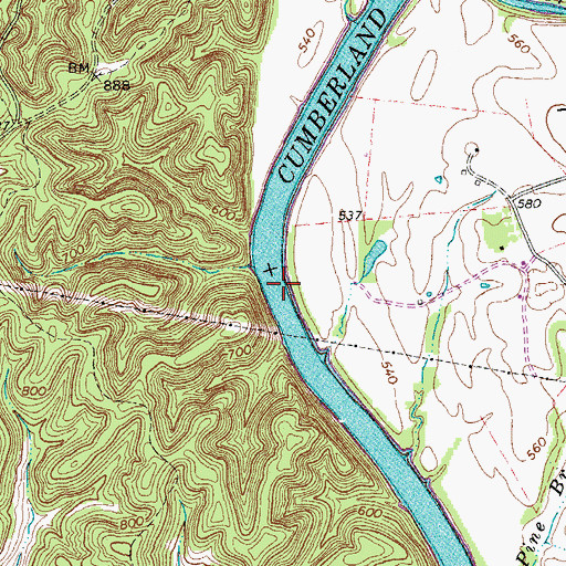 Topographic Map of Shut in Shoals, TN