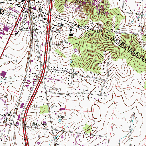 Topographic Map of Brentwood Park, TN