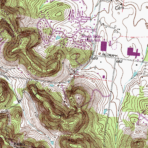 Topographic Map of Cambridge Hills, TN