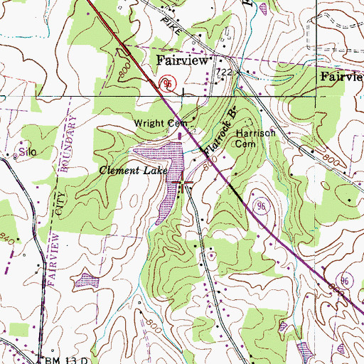 Topographic Map of Clement Lake Estates, TN