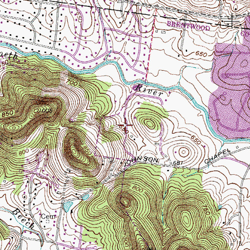 Topographic Map of Deerwood, TN